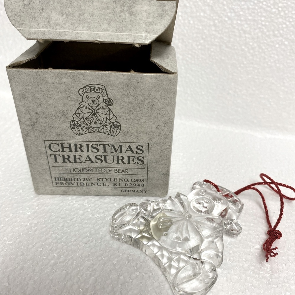 Vintage Gorham Crystal Christmas Treasures Holiday Teddy Bear Ornament - C598
